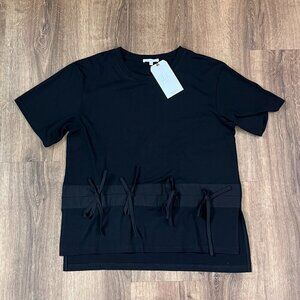 NEW Joh Black Short Sleeve Tee Shirt with Bows Sz S